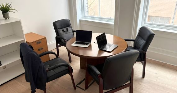 Window-facing desks at Buchanan Offices